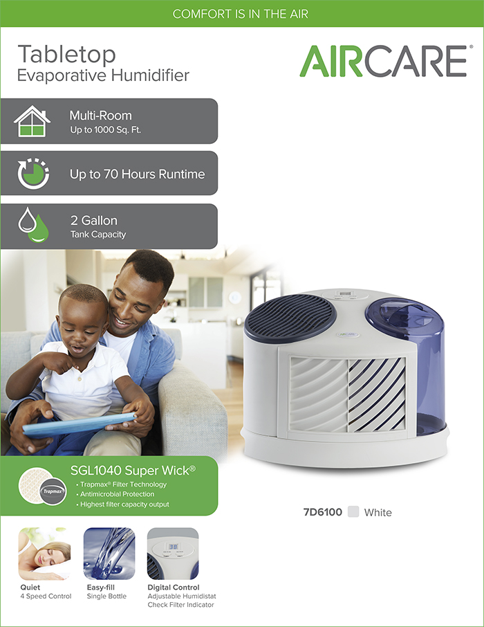 AIRCARE 2 Gal. Evaporative Humidifier for 1,000 sq. ft.7D6 100 The